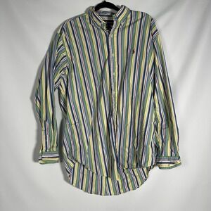 Ralph Lauren Mens Button Shirt XXL Vintage Bright Stripes Tagged L